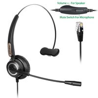 Adjustable Volume+Mute Switch+Telephone Headset Monaural with Noise Canceling Mic for Yealink All Models T22P T26P T28P Avaya 1608 1616 9608G 9611G 9620 9630 9641G Grandstream Panasonic KXT IP Phones
