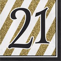 Black and Gold 21st Birthday Napkins, 48 ct