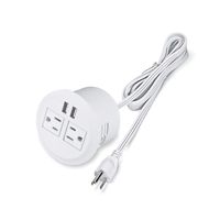 Desktop Power Grommet Power Outlet Socket Desk Outlet Power Strip 2 Outlet with 2 USB Ports with 10 FT Power Cord(White)