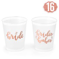 xo, Fetti Bachelorette Party Brides Babe Cups - Rose Gold, 16 Count, 16 Oz. | Bridal Shower, Engagement Party Decoration and Bride To Be Gift