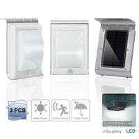 eTopLighting 3 Packs of 16-LED Solar-Powered Outdoor Wall Light Lamp with Motion Sensor, Water Proof, Heat Proof, Durable Metal Body, Solar Panel, AGG1998