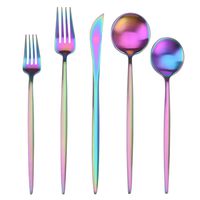 Matte Multicolor Silverware Set,SHARECOOK 5-Piece Stainless Steel Flatware Set,Kitchen Utensil Set,Tableware Cutlery Set for Home and Restaurant, Dishwasher Safe...