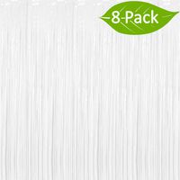 Deruicc 8 Pack White Foil Curtains 3ft x 8ft Tinsel Fringe Curtains Shimmer Curtain Birthday Wedding Party Christmas Photo Booth Backdrop Decorations
