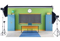 Wofawofa Classroom Backdrop 5X3FT Vinyl Back to School Backdrops Locker Chalkboard Desk Chair Marble Floor Interior Photography Background for Students School Welcome Party Photo Studio Props KX970
