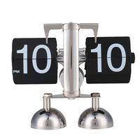 Cewaal Flip Desk Shelf Clock Retro Style Flip Down Clock with Internal Gear Operated for Home Office BLACK