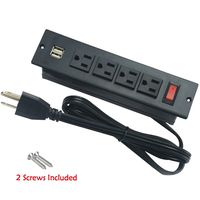 Recessed Power Strip Socket with Switch 4 Power Outlets 2 USB Hubs with 2 Screws (4AC&2USB)