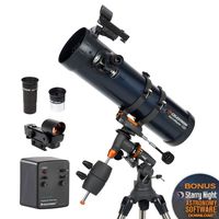 Celestron - AstroMaster 130EQ-MD Newtonian Telescope - Reflector Telescope for Beginners - Fully-Coated Glass Optics - Adjustable-Height Tripod - BONUS Astronomy Software Package