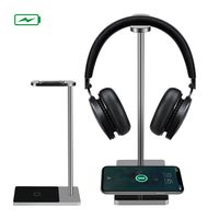 Wireless Charger, MWAY Wireless Charging Headphone Stand Aluminum+ Acrylic Headset Holder for All Headphones Headset Size,High Speed Charging for Galaxy S8/S8+/Note 8 5 S7/LG/HTC/iPhone 8/8Plus/X