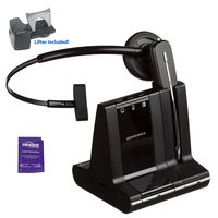 Plantronics Savi W740 Wireless Headset System Bundled with Lifter and Headset Advisor Wipe (Renewed)
