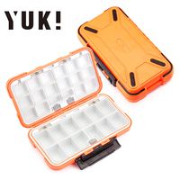 YUKI Fishing Lure Boxes, Bait Storage Case Fishing Tackle Storage Trays Accessory Boxes Thicker Plastic Hooks Organizer Containers for Vest Casting Fly Fishing - Waterproof Seal (Orange, Large)