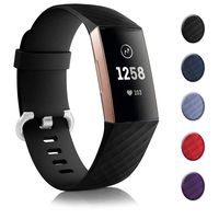 Bands Replacement Compatible for Fitbit Charge 3, Adjustable Wrist Accessories Sport Wristbands for Women&Men (Large, Black)