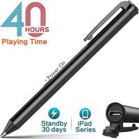 Heiyo Active Stylus Pens Supporting 40 hrs Playing Time 30-Day Standby 120-second Auto Power Off with 3 Replaceable Rubber Tips Compatible with iPad Series
