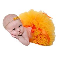Fashion Unisex Newborn Girl Baby Outfits Photography Props Headdress Tutu Skirt (Orange)