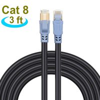 Cat 8 Ethernet Cable 3 Ft Internet Network Cord, Perfect Upgrade Cat 7 Cable, 26AWG 40Gbps 2000Mhz SSTP Cat 8 Cable with RJ45 Connector for Router, Modem, Gaming, Xbox (3ft /1m)