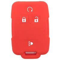 Ezzy Auto Red Silicone Rubber Key Fob Case Key Cover Keyless Remote Jacket Skin Protector fit for Chevrolet Silverado Colorado GMC Sierra Yukon Cadillac
