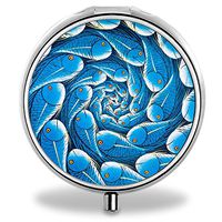Fish Pill Case, Round Stainless Drug Organizer Container Medicine Cover for Pocket Daily&Weekly