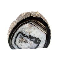 JIC Gem Polished Dyed Black Agate Bookends 1 Pair 6 to 8 Lbs from Brazilian with Rubber Bumpers for Office and Home Decoration