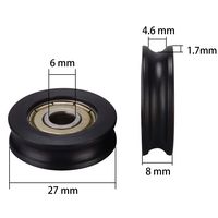 Nylon plastic Embedded 626ZZ Window Door Wheel U Groove Guide Pulley 6278mm ball bearing for 3D Printer,Pack of 10