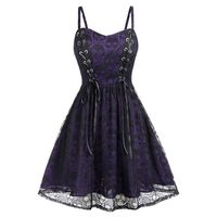 Shusuen Women's Sleeveless Steampunk Gothic Bolero Dresses Lace Patchwork Skirt Halloween Cosplay Outfit Purple
