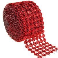 Homeford FNS000005922REDD Flower Rhinestone Diamond Mesh Wrap Ribbon 4" Red