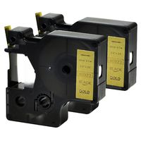 2PK 40923 S0720630 Black on Gold D1 Tape Cassette 3/8" 9mm Dymo Label Maker Refill for LabelManager 260P 210D 280 420P
