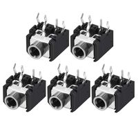 uxcell PCB Mount 3.5mm 6 Pin Socket Headphone Stereo Jack Audio Video Connector PJ306 Black 5Pcs