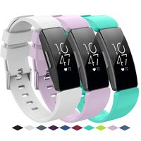 KingAcc Compatible Fitbit Inspire Bands, Soft Silicone Replacement Band for Fitbit Inspire,Inspire HR, with Metal Buckle Wristband Strap Women Men(3-Pack,Series C,Small)