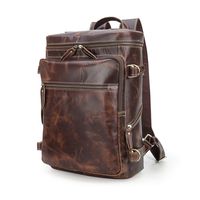 Lannsyne R-Series Backpack Top Grain Leather 15.6 Inch Laptop Bag Hiking Overnight Weekender Camping Duffle Travel Daypack for Men
