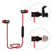 EC Technology Bluetooth 4.1 Headset Sports Headphone with Microphone & Stereo with Magnet Attraction-Red&Black