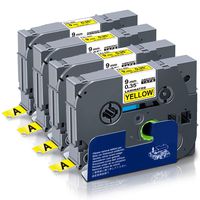 Absonic Replace Label Tape for Tze-621 Tze 621 TZ-621 9mm Black on Yellow 0.35 Laminated Compatible for Brother P-Touch PT-D210 PT-D200 PT-D400 PT-D600 PT-1890 PT-1010 PT-1280, 3/8'' x 26.2', 4-Pack