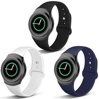 NAHAI Compatible Gear S2 Band, Soft Silicone Straps Sport Bands Adjustable Replacement Wristband Watch Bracelet for Samsung Gear S2 Smartwatch, Small, 3 Pack-Black/White/Ocean Blue