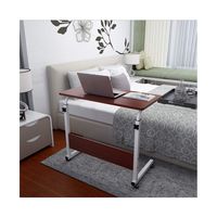 Mijaution Overbed Table - Liftable Adjustable Mobile Bedside Desk with Wheels - Medical or Household Table (Brown, 80cm*40cm(31.5"*15.7"))