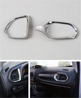 Dwindish Chrome ABS Dashboard Left & Right Air Conditioning Vent Ring Cover for Jeep Renegade 2015 Up
