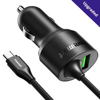USB Type C Car Charger,Tronsmart 36W Dual USB Car Charger with Power Delivery 3.0 and Quick Charge 3.0 Technology. Attached USB C Cord for Galaxy S10/S10+/Note 10+,Pixel 3 /3XL (Benson Leung Approved)