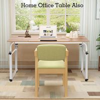 Height Adjustable Overbed Table, Multifunction Mobile Laptop Cart Computer Desk Rolling Medical Table Study Table Standing Workstation (47.24inch)