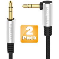 3.5mm Aux Cable,24K Gold Plated Stereo Audio Cable(4FT 2Pack),90 Degree Right Angle Auxiliary Audio Cable Nylon Braided Aux Cord for Car/Home Stereos,Speaker,iPhone iPod iPad,Headphones