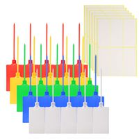 Mini Skater 25Pcs Large Plastic Label Tags Multi-Color Self Locking Nylon Writable Marker Ties Luggage Identification Tags Cable Cord Organizing Consignment Tags with 30Pcs Sticky Label,5 Color