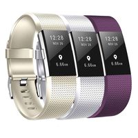 Compatible Fitbit Charge 2 Bands 3pcs Charge 2 Replacement Bands Adjustable Accessory Wristbands for Fitbit Charge 2 Champagne Gold/Silver/Purple Small