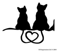 UR Impressions Blk Kitty Cat Heart Tails Decal Vinyl Sticker Graphics for Cars Trucks SUV Vans Walls Windows Laptop|Black|5.5 X 3.5 Inch|URI143-B