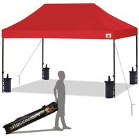 ABCCANOPY Pop up Canopy Tent Commercial Instant Shelter with Wheeled Carry Bag, Bonus 4 Canopy Sand Bags, 10x15 FT (Red)