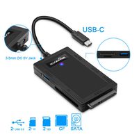Rocketek USB C to SATA Adapter & USB 3.0 Converter Adapter-8 in 1 USB C Docking Station Build-in USB 3.0 CF SD Micro SD Card Reader & USB C to USB 3.0 Hub-Available 5 Devices Working Simultaneously
