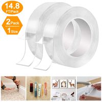 Nano Double Sided Tape,Removable Gel Grip Tape Transparent Sticky Tape,Reusable Traceless Mounting Adhesive Tape Heavy Duty for Fix Carpet Photo Poster,Home Office Car Christmas Decor(2Pack 9M/29.5FT)