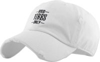 Pineapple Dad Hat Baseball Cap Polo Style Unconstructed (Adjustable, 07) Good Vibes Only Vintage White