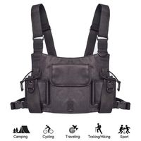 Ationgle Universal Radio Chest Harness Bag Hands Free Front Pack Pouch Holster for Two Way Radio Walkie Talkie Rescue Essential for Hiking and Camping