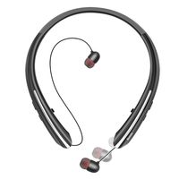 Bluetooth Headphones, Bluenin Wireless Neckband Headset with Retractable Earbuds,Sports Sweatproof Noise Cancelling Stereo Earphones with Mic(Black)