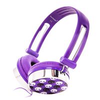 RockPapa Over Ear Stereo Wired Skull Headphones Earphones Adjustable for Kids Childrens Boys Girls Teens Adults (3.5mm jack) Purple