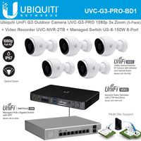 UniFi G3 Video Camera UVC-G3-PRO 1080p Outdoor IP Camera 3X Optical Zoom + Unifi Video Recorder UVC-NVR-2TB + Unifi Switch 8-Port US-8-150W Managed PoE+