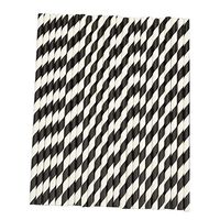 25Pcs Qingsun Weeding Cupcake Party Striped Drinking Paper Straws(Black)