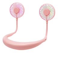 biukpci Mini Hand Free Personal Fan USB Rechargeable Desk Fan with 2500mA Battery Capacity 3 Adjustable Speed Headphone Design Wearable Neckband Fan for Travel Office Room Outdoor Household - Pink