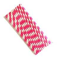 LAAT 25Pcs Paper Straws Stripe Drinking Paper Straws Pack Biodegradable Straws Party Home Decoration for Birthday, Wedding,Halloween, Christmas, Celebration Parties (Rose Red)